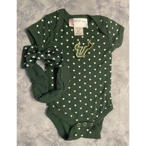 NEW! University of South Florida Bulls Baby Girl Onesie Bodysuit Outfit, Newborn